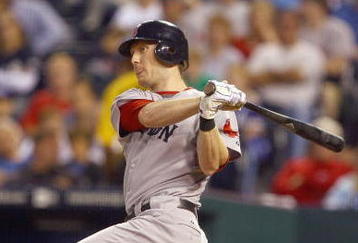 KANSAS CITY, MO - SEPTEMBER 24: Jason Bay #44 of the Boston Red Sox swings at the pitch during the game against the Kansas City Royals on September 24, 2009 at Kauffman Stadium in Kansas City, Missouri. (Photo by Jamie Squire/Getty Images)