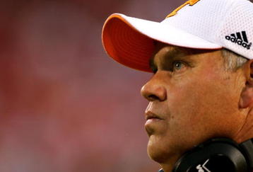 ATHENS, GA - OCTOBER 9:  Phillip Fulmer, coach of the Tennessee Volunteers watches from the sideline en route to a 19-14 upset of the Georgia Bulldogs at Sanford Stadium on October 9, 2004 in Athens, Georgia.  (Photo by Scott Halleran/Getty Images)