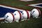 GAINESVILLE, FL - SEPTEMBER 30:  University of Florida Gators helmets from the middle 1960's sit on the field prior to a game againt the University of Alabama Crimson Tide at Ben Hill Griffin Stadium at Florida Field September 30, 2006 in Gainsville, Florida.  The Gators are celebrating 100 years of college football.  (Photo by Marc Serota/Getty Images)
