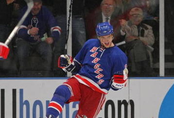 NEW YORK - OCTOBER 26:  Marian Gaborik #10 of the New York Rangers scores a first period goal against the Phoenix Coyotes on October 26, 2009 at Madison Square Garden in New York, New York.  (Photo by Bruce Bennett/Getty Images)