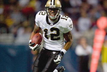 ST. LOUIS - NOVEMBER 15: Colston Marques #12 of the New Orleans Saints carries the ball during the game against the St. Louis Rams at the Edward Jones Dome on November 15, 2009 in St. Louis, Missouri.  (Photo by Dilip Vishwanat/Getty Images)