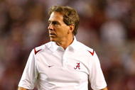 TUSCALOOSA, AL - NOVEMBER 07:  Head coach Nick Saban of the Alabama Crimson Tide against the Louisiana State University Tigers at Bryant-Denny Stadium on November 7, 2009 in Tuscaloosa, Alabama.  (Photo by Kevin C. Cox/Getty Images)