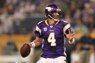 MINNEAPOLIS - NOVEMBER 22:  Brett Favre #4 of the Minnesota Vikings drops back to pass against the Seattle Seahawks at Hubert H. Humphrey Metrodome on November 22, 2009 in Minneapolis, Minnesota.  (Photo by Nick Laham/Getty Images)