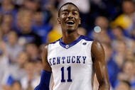LEXINGTON, KY - NOVEMBER 21:  John Wall #11 of the Kentucky Wildcats celebrates during the game against the Rider Broncs on November 21, 2009 at Rupp Arena in Lexington, Kentucky.  (Photo by Andy Lyons/Getty Images)