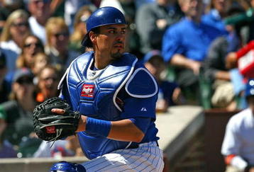 CHICAGO - AUGUST 30: Geovany Soto #18 of the Chicago Cubs looks to the infield after the New York Mets score a run on August 30, 2009 at Wrigley Field in Chicago, Illinois. The Mets defeated the Cubs 4-1. (Photo by Jonathan Daniel/Getty Images) 
