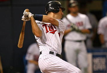 MINNEAPOLIS - OCTOBER 11: Joe Mauer #7 of the Minnesota Twins hits a run-scoring single in the 6th inning against the New York Yankees in Game Three of the ALDS during the 2009 MLB Playoffs at the Hubert H. Humphrey Metrodome on October 11, 2009 in Minneapolis, Minnesota. (Photo by Jonathan Daniel/Getty Images)