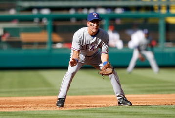 ANAHEIM, CA - OCTOBER 01:  Omar Vizquel #13 of the Texas Rangers gets set against the Los Angeles Angels of Anaheim at Angel Stadium on October 1, 2009 in Anaheim, California. The Rangers defeated the Angels 11-3.  (Photo by Jeff Gross/Getty Images)