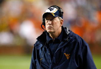 AUBURN, AL - SEPTEMBER 19:  Head coach Bill Stewart of the West Virginia Mountaineers against the Auburn Tigers at Jordan-Hare Stadium on September 19, 2009 in Auburn, Alabama.  (Photo by Kevin C. Cox/Getty Images)