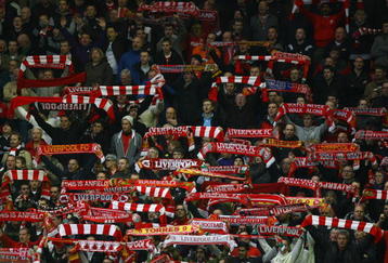 LIVERPOOL, ENGLAND - NOVEMBER 21:  Liverpool fans show their support prior to the Barclays Premier League match between Liverpool and Manchester City at Anfield on November 21, 2009 in Liverpool, England. (Photo by Alex Livesey/Getty Images)