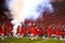 TUCSON, AZ - NOVEMBER 21:  The Arizona Wildcats run out onto the field before the college football game against the Oregon Ducks at Arizona Stadium on November 21, 2009 in Tucson, Arizona. The Ducks defeated the Wildcats 44-41 in second overtime. (Photo by Christian Petersen/Getty Images)