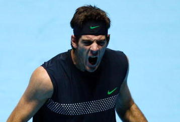 LONDON, ENGLAND - NOVEMBER 24:  Juan Martin Del Potro of Argentina reacts during the men's singles second round match against Fernando Verdasco of Spain during the Barclays ATP World Tour Finals at the O2 Arena on November 24, 2009 in London, England.  (Photo by Clive Brunskill/Getty Images)