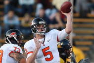 BERKELEY, CA - NOVEMBER 07:  Sean Canfield #5 of the Oregon State Beavers passes against the California Golden Bears at California Memorial Stadium on November 7, 2009 in Berkeley, California.  (Photo by Jed Jacobsohn/Getty Images)