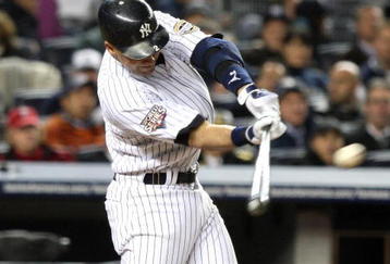 NEW YORK - NOVEMBER 04:  Derek Jeter #2 of the New York Yankees bats against the Philadelphia Phillies in Game Six of the 2009 MLB World Series at Yankee Stadium on November 4, 2009 in the Bronx borough of New York City. The Yankees won 7-3 to win the series 4 games to 2.  (Photo by Jed Jacobsohn/Getty Images)