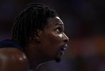 BEIJING - AUGUST 12:  Chris Bosh #12 of the United States looks on while taking on Angola during the men's preliminary round basketball game at the Beijing Olympic Basketball Gymnasium during Day 4 of the Beijing 2008 Olympic Games on August 12, 2008 in Beijing, China.  (Photo by Mike Hewitt/Getty Images)
