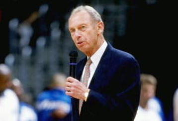 6 Feb 1999: Owner Abe Pollin of the Washington Wizards talks to the crowd during the game against the Washington Wizards at the MCI Center in Washington,D.C. The Wizards defeated the Raptors 98-97. Mandatory Credit: Ezra O. Shaw  /Allsport