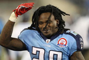 NASHVILLE, TN - NOVEMBER 01:  Chris Johnson #28 of the Tennessee Titans reacts to his teams 30-13 victory over the Jacksonville Jaguars after their game at LP Field on November 1, 2009 in Nashville, Tennessee.  (Photo by Streeter Lecka/Getty Images)