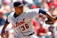 ANAHEIM, CA - AUGUST 26:  Edwin Jackson #36 of the Detroit Tigers pitches against the Los Angeles Angels of Anaheim at Angel Stadium on August 26, 2009 in Anaheim, California.  (Photo by Jeff Gross/Getty Images)