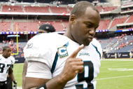 HOUSTON - SEPTEMBER 27: Quarterback David Garrard #9 of the Jacksonville Jaguars leaves the field after defeating the Houston Texans at Reliant Stadium on September 27, 2009 in Houston, Texas. (Photo by Bob Levey/Getty Images)