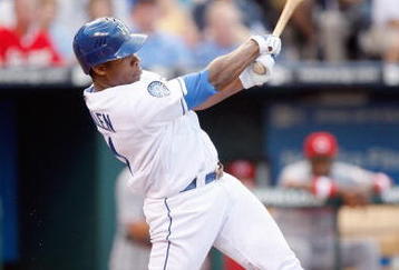 KANSAS CITY - JUNE 12: Jose Guillen #11 of the Kansas City Royals swings at the pitch during the game against the Cincinnati Reds on June 12, 2009 at Kauffman Stadium in Kansas City, Missouri. (Photo by Jamie Squire/Getty Images)