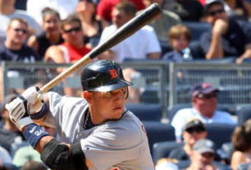 NEW YORK - JULY 19:  Miguel Cabrera #24 of the Detroit Tigers bats against the New York Yankees on July 19, 2009 at Yankee Stadium in the Bronx borough of New York City.  (Photo by Jim McIsaac/Getty Images)
