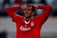 BUDAPEST, HUNGARY - NOVEMBER 24: David Ngog of Liverpool looks dejected during the UEFA Champions League group E match between Debrecen and Liverpool at the Ferenc Puskas Stadium on November 24, 2009 in Budapest, Hungary. (Photo by Richard Heathcote/Getty Images)