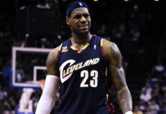 ORLANDO, FL - NOVEMBER 11:  LeBron James #23 of the Cleveland Cavaliers reacts to a call during the game against the Orlando Magic on November 11, 2009 at Amway Arena in Orlando, Florida. NOTE TO USER: User expressly acknowledges and agrees that, by downloading and/or using this Photograph, user is consenting to the terms and conditions of the Getty Images License Agreement. (Photo by Sam Greenwood/Getty Images)
