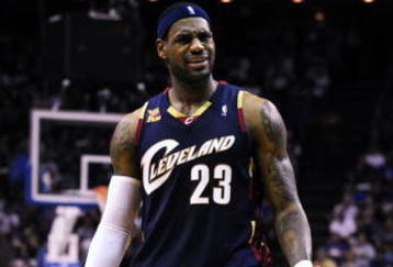 ORLANDO, FL - NOVEMBER 11:  LeBron James #23 of the Cleveland Cavaliers reacts to a call during the game against the Orlando Magic on November 11, 2009 at Amway Arena in Orlando, Florida. NOTE TO USER: User expressly acknowledges and agrees that, by downloading and/or using this Photograph, user is consenting to the terms and conditions of the Getty Images License Agreement. (Photo by Sam Greenwood/Getty Images)