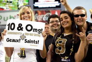 TAMPA, FL - NOVEMBER 22: Fans of the New Orleans Saints during the game against the Tampa Bay Buccaneers at Raymond James Stadium on November 22, 2009 in Tampa, Florida. (Photo by J. Meric/Getty Images)