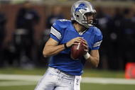 DETROIT, MI - NOVEMBER 22: Matthew Stafford #9 of the Detroit Lions looks to pass the football in the first half against the Cleveland Browns at Ford Field on November 22, 2009 in Detroit, Michigan. (Photo by Joe Robbins/Getty Images)