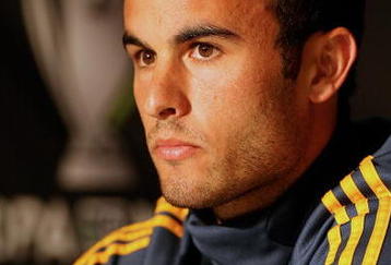 SEATTLE - NOVEMBER 20:  Landon Donovan of the Los Angeles Galaxy speaks at a press conference on November 20, 2009 at Qwest Field in Seattle, Washington. (Photo by Otto Greule Jr/Getty Images)