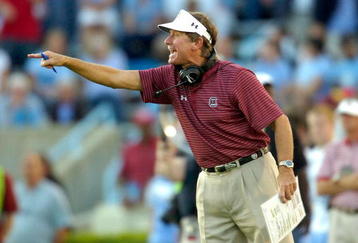 CHAPEL HILL, NC - OCTOBER 13:  Coach Steve Spurrier of the South Carolina Gamecocks calls instructions against the North Carolina Tar Heels at Kenan Stadium October 13, 2007 in Chapel Hill, North Carolina. South Carolina won 21-15.  (Photo by Grant Halverson/Getty Images)