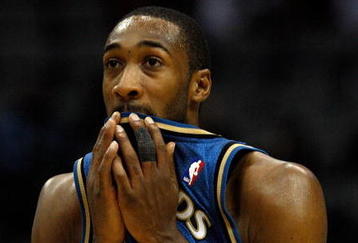 DALLAS - OCTOBER 27:  Gilbert Arenas #0 of the Washington Wizards on October 27, 2009 at American Airlines Center in Dallas, Texas.  NOTE TO USER: User expressly acknowledges and agrees that, by downloading and/or using this Photograph, user is consenting to the terms and conditions of the Getty Images License Agreement.  (Photo by Ronald Martinez/Getty Images)