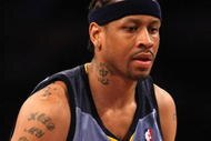 LOS ANGELES, CA - NOVEMBER 06: Allen Iverson #3 of the Memphis Grizzlies on the court against the Los Angeles Lakers on November 6, 2009 at Staples Center in Los Angeles, California. The Lakers won 114-98. NOTE TO USER: User expressly acknowledges and agrees that, by downloading and/or using this Photograph, user is consenting to the terms and conditions of the Getty Images License Agreement. (Photo by Stephen Dunn/Getty Images)