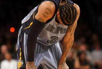 LOS ANGELES, CA - NOVEMBER 06:  Allen Iverson #3 of the Memphis Grizzlies on the court against the Los Angeles Lakers on November 6, 2009 at Staples Center in Los Angeles, California. The Lakers won 114-98. NOTE TO USER: User expressly acknowledges and agrees that, by downloading and/or using this Photograph, user is consenting to the terms and conditions of the Getty Images License Agreement.  (Photo by Stephen Dunn/Getty Images)