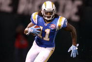 OAKLAND, CA - SEPTEMBER 14: Legedu Naanee #11 of the San Diego Chargers runs with the ball during their game against the Oakland Raiders on September 14, 2009 at the Oakland-Alameda County Coliseum in Oakland, California. (Photo by Ezra Shaw/Getty Images)