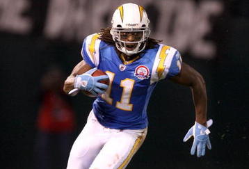 OAKLAND, CA - SEPTEMBER 14:  Legedu Naanee #11 of the San Diego Chargers runs with the ball during their game against the Oakland Raiders on September 14, 2009 at the Oakland-Alameda County Coliseum in Oakland, California.  (Photo by Ezra Shaw/Getty Images)