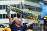 PHILADELPHIA - MAY 11:  Soccer fans cheer as the Philadelphia Union soccer team of the MLS release their name, colors and logo at a press conference on May 11, 2009 at City Hall in Philadelphia, Pennsylvania. (Photo by Drew Hallowell/Getty Images for Philadelphia Union)