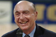 SOUTH BEND, IN - FEBRUARY 9:  Dick Vitale of ABC announces the game between Notre Dame and Pittsburgh at Joyce Center at the University of Notre Dame on February 9, 2003 in South Bend, Indiana.  Notre Dame defeated Pittsburgh 66-64.  (Photo by Jonathan Daniel/Getty Images)