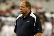 GLENDALE, AZ - DECEMBER 28:  Head coach Mike Holmgren of the Seattle Seahawks watches warmups before the game with the Arizona Cardinals on December 28, 2008 at University of Phoenix Stadium in Glendale, Arizona.  (Photo by Stephen Dunn/Getty Images)