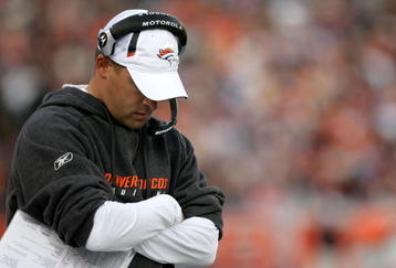 DENVER - NOVEMBER 22:  Head coach Josh McDaniels of the Denver Broncos paces the sideline as he leads his team against the San Diego Chargers during NFL action at Invesco Field at Mile High on November 22, 2009 in Denver, Colorado.  (Photo by Doug Pensinger/Getty Images)