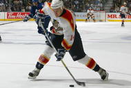 TORONTO - OCTOBER 31:  Niklas Hagman #14 of the Florida Panthers takes a shot from the left wing against the Toronto Maple Leafs during their NHL game at Air Canada Centre on October 31, 2005 in Toronto, Ontario, Canada. The Maple Leafs defeated the Panthers 2-1. (Photo By Dave Sandford/Getty Images)