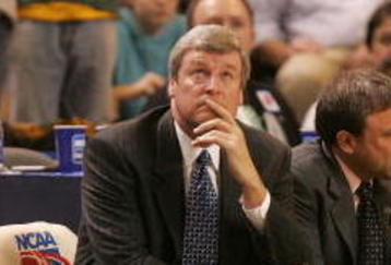 WORCESTER, MA - MARCH 20:  Coach Tom Brennan (L) Vermont Catamounts looks up at the end of a game against of the the Michigan State Spartans in the second round of the NCAA Men's Basketball Championship at the DCU Center March 20, 2005 in Worcester, Massachusetts.  (Photo by Jim McIsaac/Getty Images)
