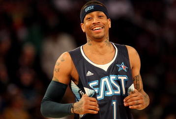 PHOENIX - FEBRUARY 15:  Allen Iverson #1 of the Eastern Conference smiles during the 58th NBA All-Star Game, part of 2009 NBA All-Star Weekend at US Airways Center on February 15, 2009 in Phoenix, Arizona.  NOTE TO USER: User expressly acknowledges and agrees that, by downloading and or using this photograph, User is consenting to the terms and conditions of the Getty Images License Agreement.  (Photo by Ronald Martinez/Getty Images)
