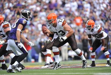 BALTIMORE - SEPTEMBER 27:  Joe Thomas #73 of the Cleveland Browns defends against the Baltimore Ravens at M&T Bank Stadium on September 27, 2009 in Baltimore, Maryland. The Ravens defeated the Browns 34-3. (Photo by Larry French/Getty Images)