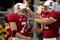 PALO ALTO, CA - NOVEMBER 21:  Toby Gerhart #7 is congratulated by Chase Beeler #72 of the Stanford Cardinal after Gerhart scored a touchdown against the California Bears at Stanford Stadium on November 21, 2009 in Palo Alto, California.  (Photo by Ezra Shaw/Getty Images)