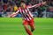 MADRID, SPAIN - NOVEMBER 03:  Sergio Aguero of Atletico Madrid celebrates after he scores the first goal of the game during Champions League Group D match between Atletico Madrid and Chelsea at the Vicente Calderon Stadium on November 3, 2009 in Madrid, Spain.  (Photo by Denis Doyle/Getty Images)