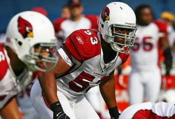 CHICAGO - NOVEMBER 08: Clark Haggans #53 of the Arizona Cardinals awaits the start of play against the Chicago Bears at Soldier Field on November 8, 2009 in Chicago, Illinois. The Cardinals defeated the Bears 41-21. (Photo by Jonathan Daniel/Getty Images)