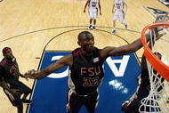 ATLANTA - MARCH 15:  Solomon Alabi #32 of the Florida State Seminoles jumps for the ball against the Duke Blue Devils during the championship game of the 2009 ACC Men's Basketball Tournament on March 15, 2009 at the Georgia Dome in Atlanta, Georgia.  (Photo by Kevin C. Cox/Getty Images)