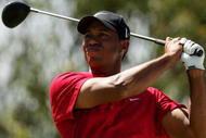 MELBOURNE, AUSTRALIA - NOVEMBER 15: Tiger Woods of the USA tees off on the 12th hole during the final round of the 2009 Australian Masters at Kingston Heath Golf Club on November 15, 2009 in Melbourne, Australia. (Photo by Mark Dadswell/Getty Images)