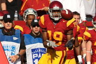 LOS ANGELES - NOVEMBER 14:  Wide receiver Brice Butler #19 of the USC Trojans makes a catch against the Stanford Cardinal on November 14, 2009 at the Los Angeles Coliseum in Los Angeles, California.  Stanford won 55-21.   (Photo by Stephen Dunn/Getty Images)